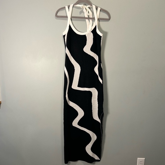 SHEIN Dresses & Skirts - Women’s SHEIN Black & White Maxi Tie Neck Bodycon Dress L